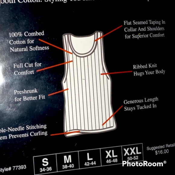 🤑5/$12! NIP 3 Pack Andrew Scott Basics White Designer Rib Athletic Tank S 34-36 - Picture 3 of 7